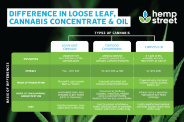 Difference between loose leaf, cannabis oil and Concentrate
